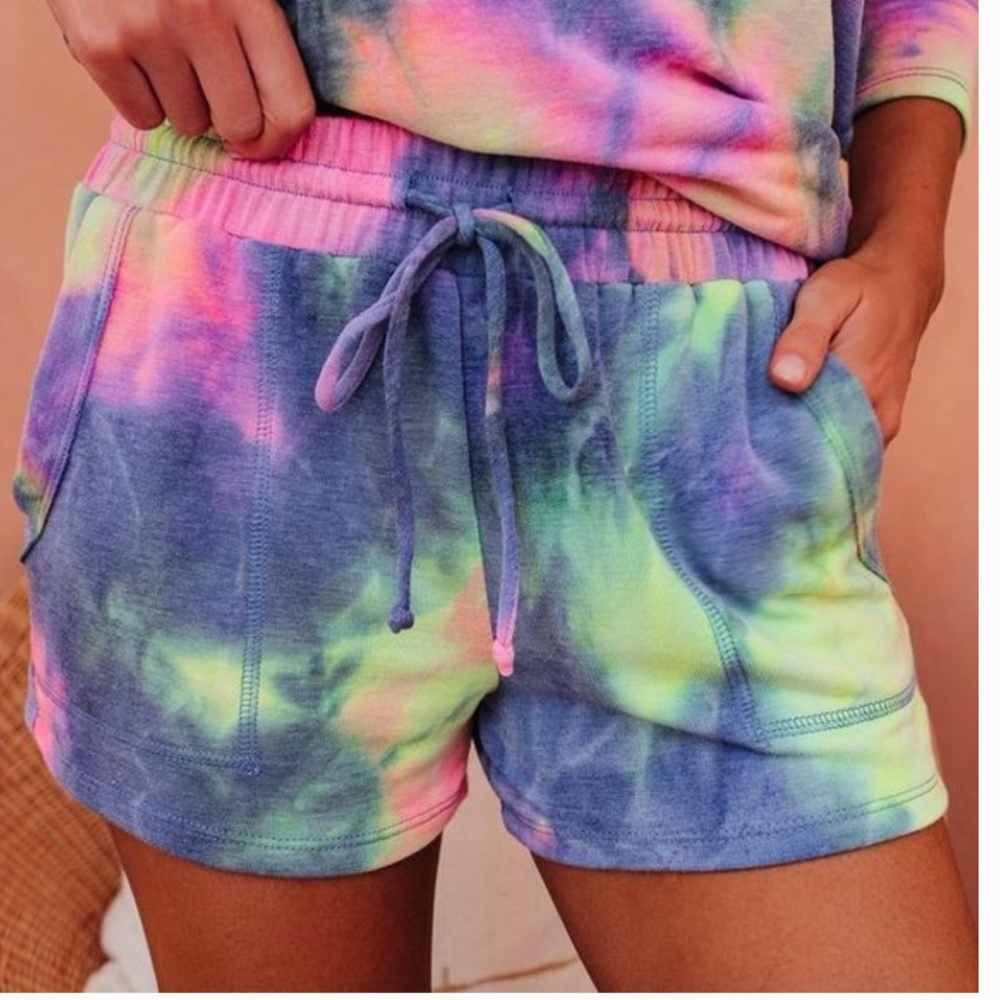 VICI Harmony tie dye knit shorts with elastic drawstring